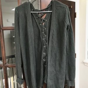 green cardigan
